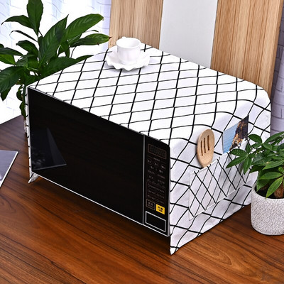 Balts vai melns Rhombus Grid NS Nordic kokvilnas lina universāls mikroviļņu krāsns pārsegs Pelēks Ģeometrisks putekļu vāks elektriskā cepeškrāsns pārsegs