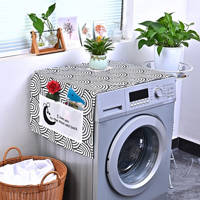 Balts vai melns Rhombus Grid NS Nordic kokvilnas lina universāls mikroviļņu krāsns pārsegs Pelēks Ģeometrisks putekļu vāks elektriskā cepeškrāsns pārsegs