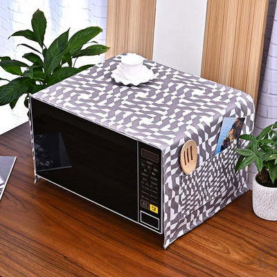 Balts vai melns Rhombus Grid NS Nordic kokvilnas lina universāls mikroviļņu krāsns pārsegs Pelēks Ģeometrisks putekļu vāks elektriskā cepeškrāsns pārsegs