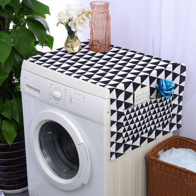 Balts vai melns Rhombus Grid NS Nordic kokvilnas lina universāls mikroviļņu krāsns pārsegs Pelēks Ģeometrisks putekļu vāks elektriskā cepeškrāsns pārsegs