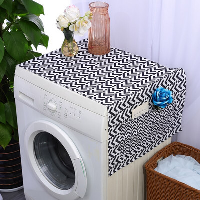 Balts vai melns Rhombus Grid NS Nordic kokvilnas lina universāls mikroviļņu krāsns pārsegs Pelēks Ģeometrisks putekļu vāks elektriskā cepeškrāsns pārsegs