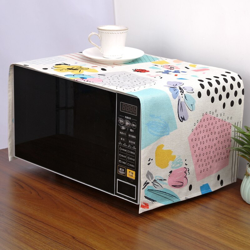 Korejas Bohēmijas ziedu mikroviļņu krāsns vāks Putekļu pārsegs Ziemeļvalstu kokvilnas veļa Kawaii Cute Cat karikatūras universāls vāks