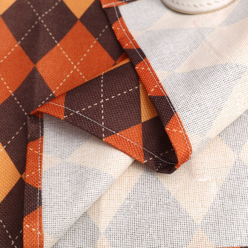 Hnedý geometrický kosoštvorcový prachový kryt pre invertorovú mikrovlnnú rúru, mikrovlnnú rúru, naparovač a pečúcu rúru, mriežkovaný kockovaný ľanový prachový kryt