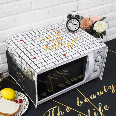 Severský štýl Bavlna a konope čierne písmeno Kryt na mikrovlnnú rúru Cobertura para beterraba Cubierta de polvo para horno