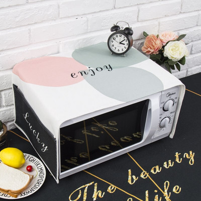 Severský štýl Bavlna a konope čierne písmeno Kryt na mikrovlnnú rúru Cobertura para beterraba Cubierta de polvo para horno