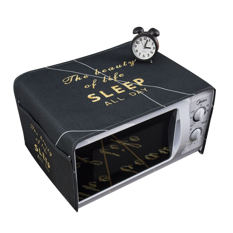 Severský štýl Bavlna a konope čierne písmeno Kryt na mikrovlnnú rúru Cobertura para beterraba Cubierta de polvo para horno