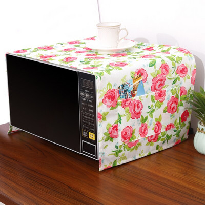 Nordic Pink Flower Bird Dust Cover Κατάλληλο για φούρνο μικροκυμάτων Inverter Φούρνος μικροκυμάτων λινό Πράσινο λινό Dust Protector