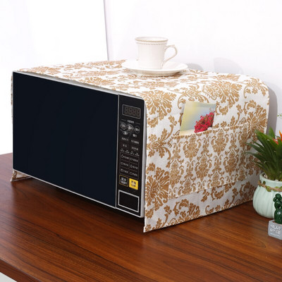 Nordic Pink Flower Bird Dust Cover Κατάλληλο για φούρνο μικροκυμάτων Inverter Φούρνος μικροκυμάτων λινό Πράσινο λινό Dust Protector