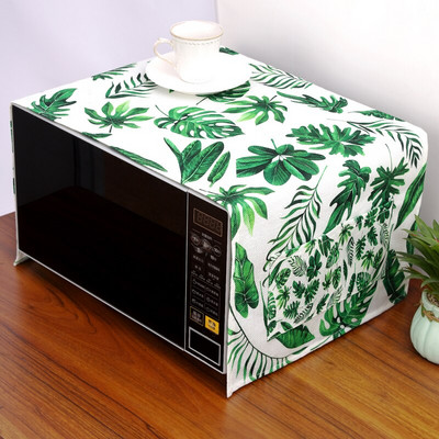 Nordic Pink Flower Bird Dust Cover Κατάλληλο για φούρνο μικροκυμάτων Inverter Φούρνος μικροκυμάτων λινό Πράσινο λινό Dust Protector
