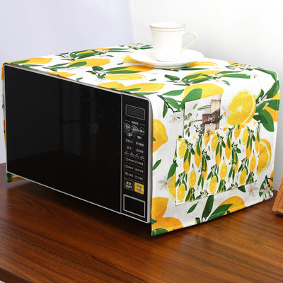 Nordic Pink Flower Bird Dust Cover Κατάλληλο για φούρνο μικροκυμάτων Inverter Φούρνος μικροκυμάτων λινό Πράσινο λινό Dust Protector