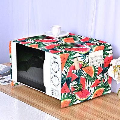 Nordic Pink Flower Bird Dust Cover Κατάλληλο για φούρνο μικροκυμάτων Inverter Φούρνος μικροκυμάτων λινό Πράσινο λινό Dust Protector