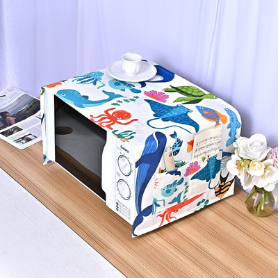 Nordic Pink Flower Bird Dust Cover Κατάλληλο για φούρνο μικροκυμάτων Inverter Φούρνος μικροκυμάτων λινό Πράσινο λινό Dust Protector