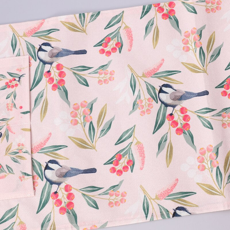 Nordic Pink Flower Bird Dust Cover Κατάλληλο για φούρνο μικροκυμάτων Inverter Φούρνος μικροκυμάτων λινό Πράσινο λινό Dust Protector