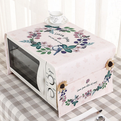 Bavlnený ľanový kryt na mikrovlnnú rúru, chladničku, vodeodolný s úložným vreckom, kuchynské doplnky, dekorácia domova 35x100cm