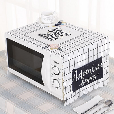 Bavlnený ľanový kryt na mikrovlnnú rúru, chladničku, vodeodolný s úložným vreckom, kuchynské doplnky, dekorácia domova 35x100cm