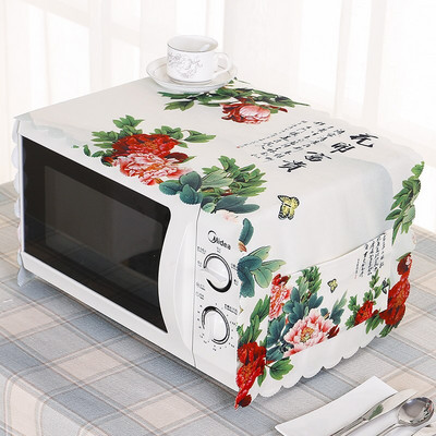 Bavlnený ľanový kryt na mikrovlnnú rúru, chladničku, vodeodolný s úložným vreckom, kuchynské doplnky, dekorácia domova 35x100cm
