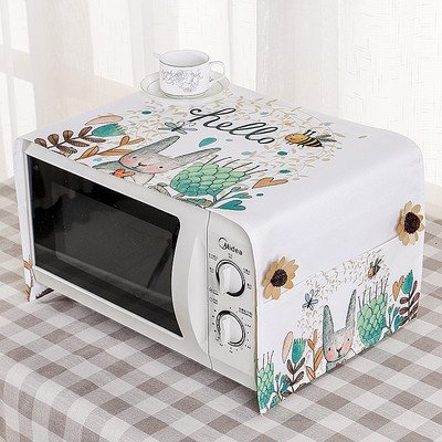 Bavlnený ľanový kryt na mikrovlnnú rúru, chladničku, vodeodolný s úložným vreckom, kuchynské doplnky, dekorácia domova 35x100cm