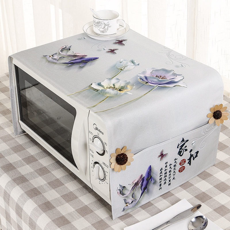 Bavlnený ľanový kryt na mikrovlnnú rúru, chladničku, vodeodolný s úložným vreckom, kuchynské doplnky, dekorácia domova 35x100cm