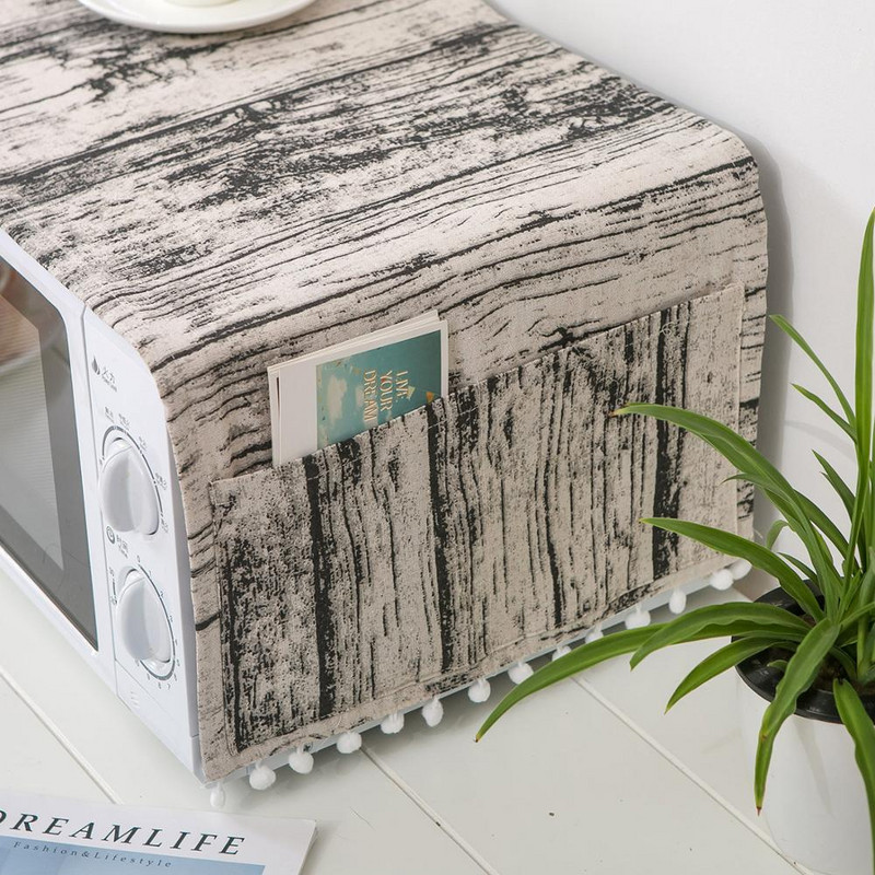 Κάλυμμα φούρνου μικροκυμάτων Κουκούλα λαδιού κάλυμμα σκόνης με τσέπη Παχύ βαμβακερό λινό Αποθήκευση σπιτιού Προμήθειες οργάνωσης κουζίνας Διακόσμηση