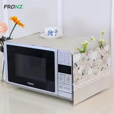 Husa cuptor cu microunde cu 2 pungi rezistente la praf 35 x 100 cm pânză de bumbac stil roz cu puncte rotunde stil nou romantic