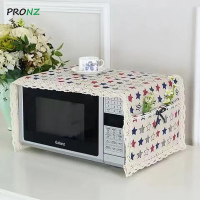 Husa cuptor cu microunde cu 2 pungi rezistente la praf 35 x 100 cm pânză de bumbac stil roz cu puncte rotunde stil nou romantic