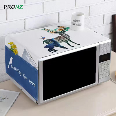 Husa cuptor cu microunde cu 2 pungi rezistente la praf 35 x 100 cm pânză de bumbac stil roz cu puncte rotunde stil nou romantic