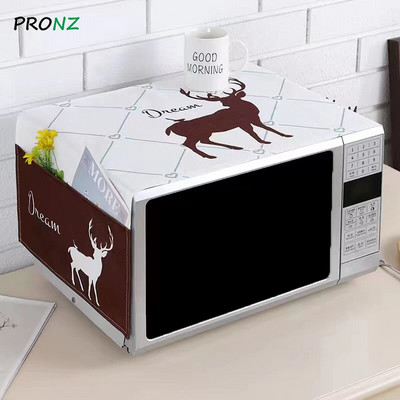 Husa cuptor cu microunde cu 2 pungi rezistente la praf 35 x 100 cm pânză de bumbac stil roz cu puncte rotunde stil nou romantic