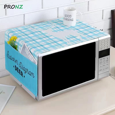 Husa cuptor cu microunde cu 2 pungi rezistente la praf 35 x 100 cm pânză de bumbac stil roz cu puncte rotunde stil nou romantic