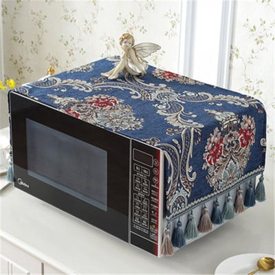 Capac de lux pentru cuptor cu microunde în stil european nou 33*100 cm Capac albastru pentru cuptor Accesorii pentru bucătărie Față de masă Prosop Husă rezistentă la praf