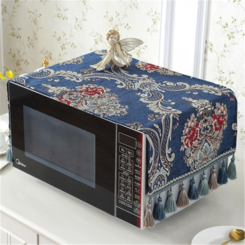 Capac de lux pentru cuptor cu microunde în stil european nou 33*100 cm Capac albastru pentru cuptor Accesorii pentru bucătărie Față de masă Prosop Husă rezistentă la praf