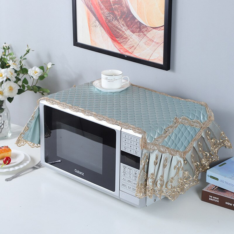 Δαντέλα Κέντημα Κάλυμμα Φούρνου Μικροκυμάτων Σπιτιού Διακόσμηση Αξεσουάρ Προστασία από τη σκόνη Παπλωματάκι με Βαμβακερό Κάλυμμα Φούρνου ZH376