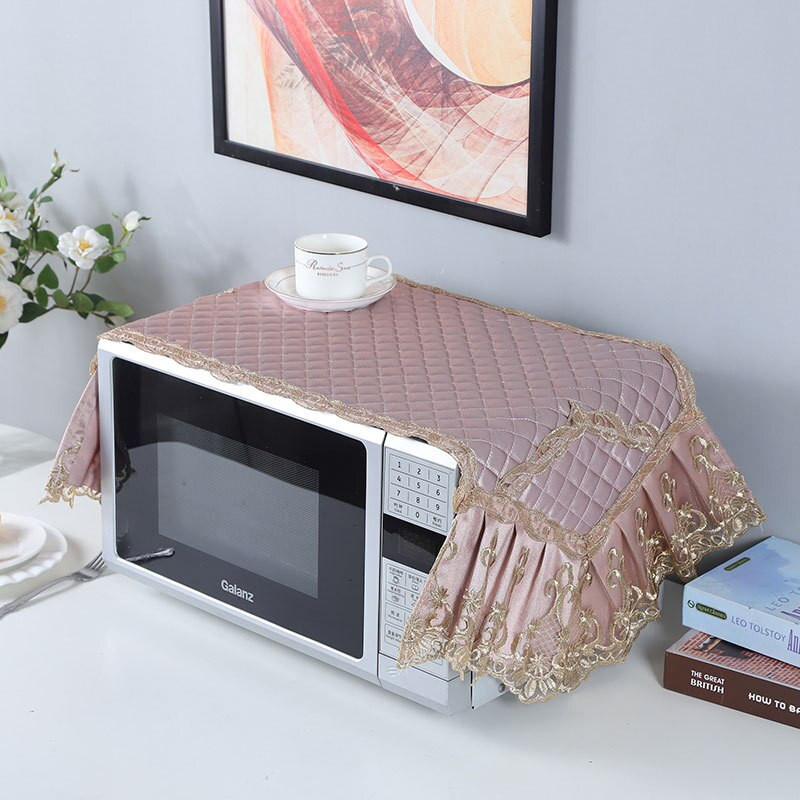 Δαντέλα Κέντημα Κάλυμμα Φούρνου Μικροκυμάτων Σπιτιού Διακόσμηση Αξεσουάρ Προστασία από τη σκόνη Παπλωματάκι με Βαμβακερό Κάλυμμα Φούρνου ZH376