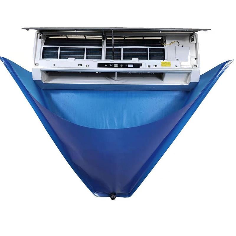 Kryt na čistenie klimatizácie s vodnou fajkou, škrabkou na uteráky, závesným strojom pod 1,5p, vodotesný ochranný vak proti prachu, modrý, horúci