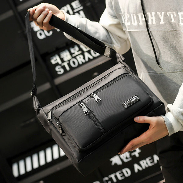 Vīriešu tekstila plecu soma ar vairākiem nodalījumiem