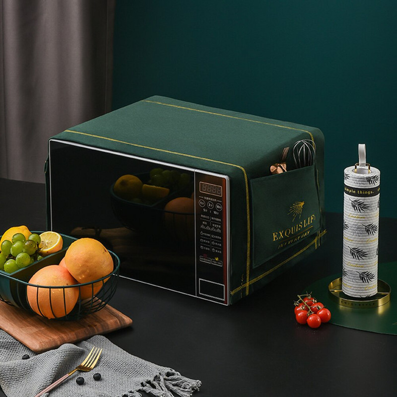 Nordic ochranný kryt na mikrovlnnú rúru s úložnými vreckami, protiprachová kapucňa, kancelárske dekorácie do domácnosti, univerzálne kuchynské mäkké doplnky