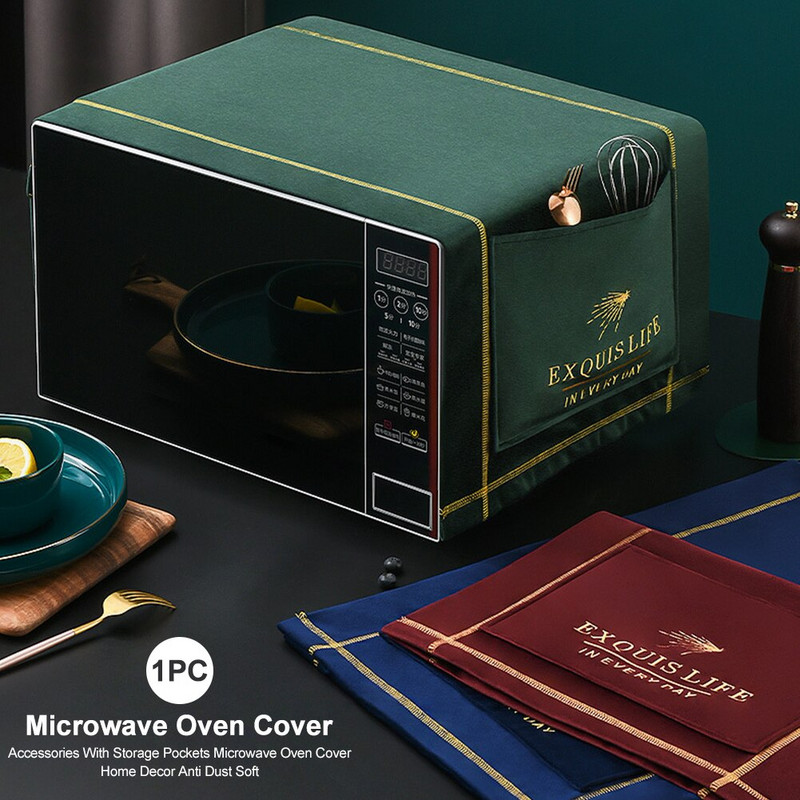 Nordic ochranný kryt na mikrovlnnú rúru s úložnými vreckami, protiprachová kapucňa, kancelárske dekorácie do domácnosti, univerzálne kuchynské mäkké doplnky