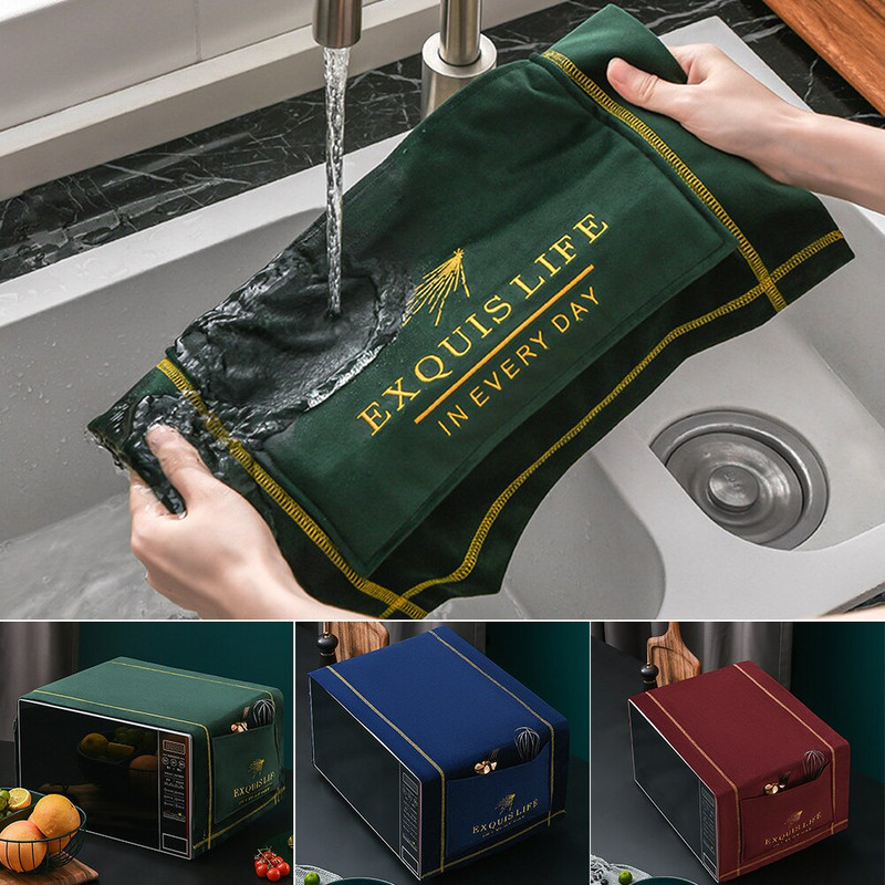 Nordic ochranný kryt na mikrovlnnú rúru s úložnými vreckami, protiprachová kapucňa, kancelárske dekorácie do domácnosti, univerzálne kuchynské mäkké doplnky