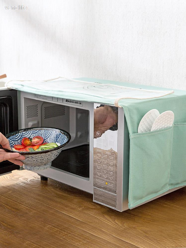 vanzlife Βαμβακερό και λινό κάλυμμα φούρνου μικροκυμάτων σετ λαδιού κάλυμμα πετσέτας πανί κάλυμμα ηλεκτρικού φούρνου φούρνου μικροκυμάτων κάλυμμα σκόνης