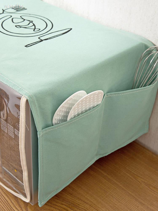 vanzlife Βαμβακερό και λινό κάλυμμα φούρνου μικροκυμάτων σετ λαδιού κάλυμμα πετσέτας πανί κάλυμμα ηλεκτρικού φούρνου φούρνου μικροκυμάτων κάλυμμα σκόνης