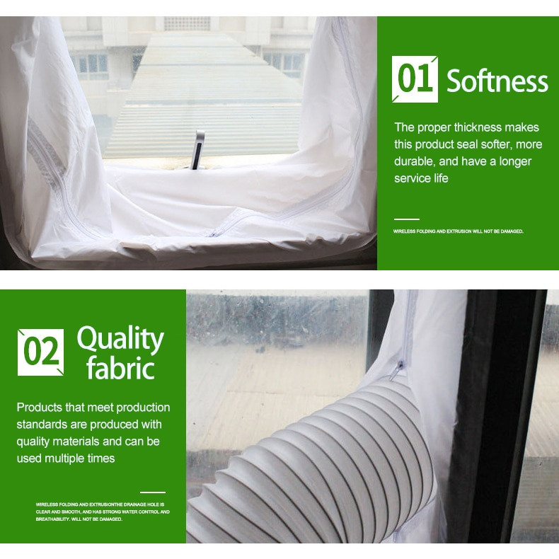 Logu AirLock plāksne mobilā gaisa kondicionētāja piederumiem Ūdensizturīgs mīksts deflektors Logs Gaisa ventilācija Gaisa izplūdes caurules blīvējums Logs