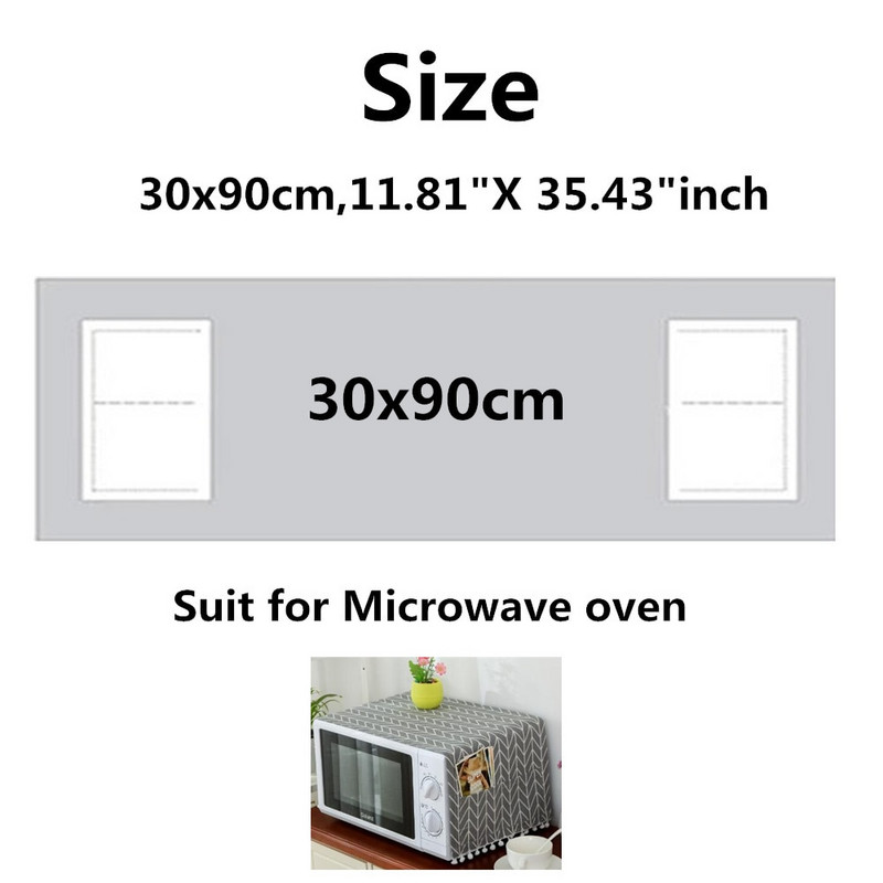 1 buc Husa de praf din bumbac cu imprimeu geometric triunghi gri 30x90cm Husa pentru cuptor cu microunde cu dungi simple Nordic Buzunar cu ciucuri