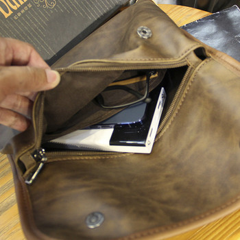 Мъжка кожена чанта за рамо -кафяв цвят