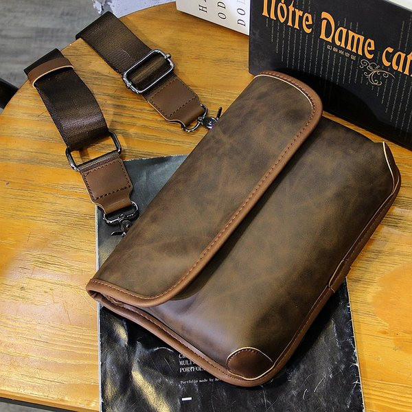 Férfi bőr válltáska - barna színű