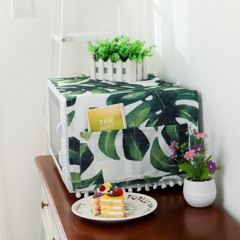 Vodotesný kryt na mikrovlnnú rúru, kryt na olej a prach s úložným vreckom, kuchynské doplnky, bytové dekorácie