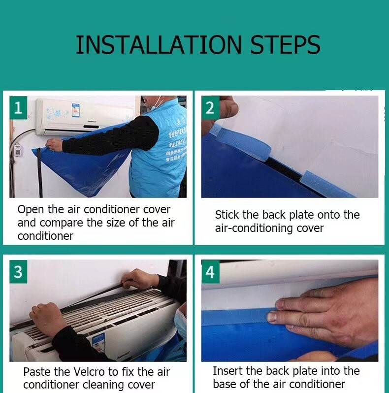 Kliimaseadme puhastuskate veetoruga Veekindel õhukonditsioneer allpool 2P puhastustolmukaitse puhastuskatte kott