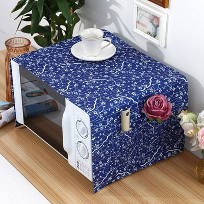 Japan Style Blue Shivering Flower Lines Print Dulkėms atsparus dangtelis mikrobangų krosnelei Dangtis Žuvies žvynai Style Kepimo mašinos Dangtis