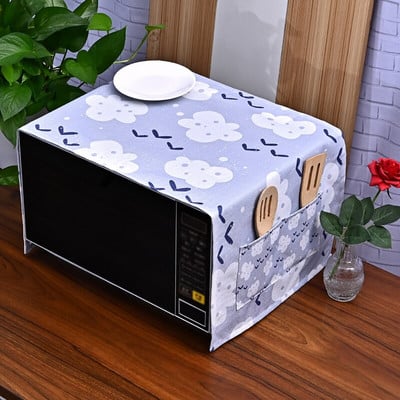 Japan Style Blue Shivering Flower Lines Print Dulkėms atsparus dangtelis mikrobangų krosnelei Dangtis Žuvies žvynai Style Kepimo mašinos Dangtis