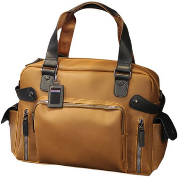 Мъжка чанта от еко кожа с външен джоб и ключодържател