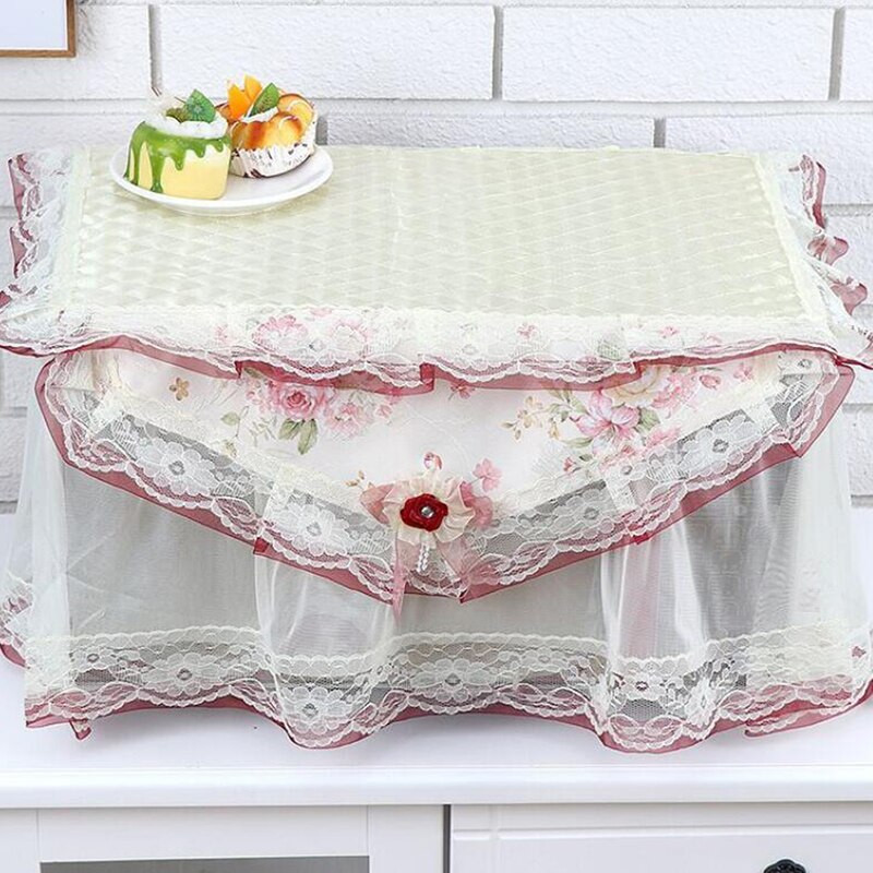 Čipkovaný látkový poťah na mikrovlnnú rúru, kvetinový vzor, odolný poťah na mikrovlnnú rúru, svadobná dekorácia
