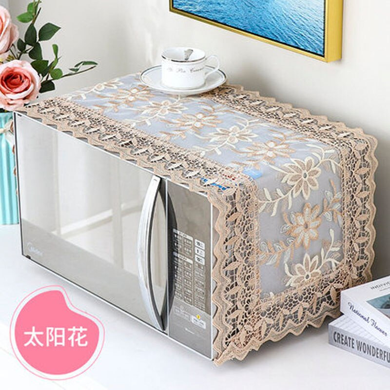Mikrohullámú sütő burkolatok Porálló csipkeszövetből készült sütővédő burkolat tasakkal konyhai lakberendezési ruha